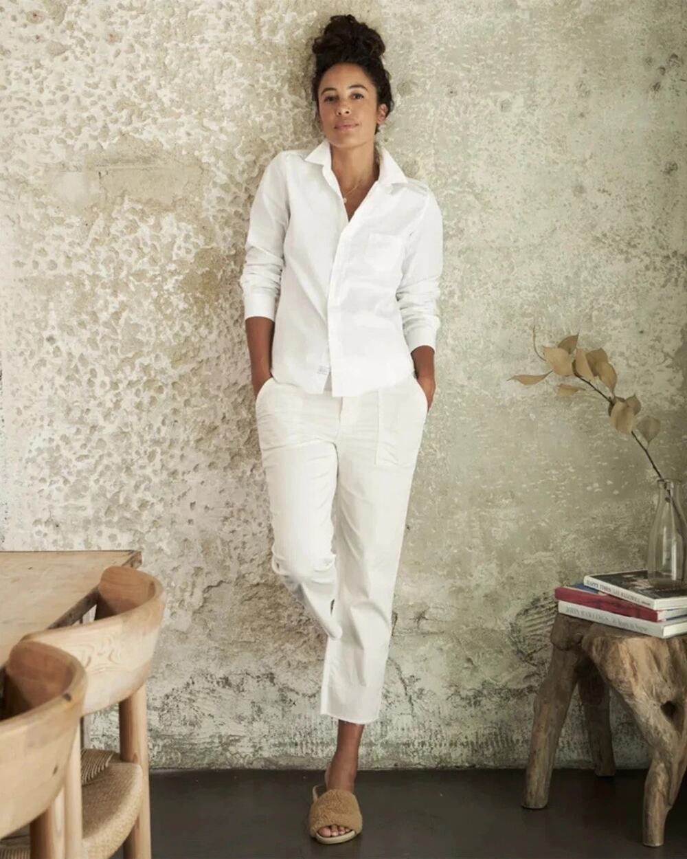Frank & Eileen Blackstone Utility Pant in Chalk Cream Size 8